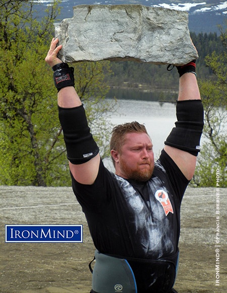 Casey Garrison won the first leg of the 2015 IHGF Stones of Strength World Series, held earlier this year at the Fefore hotel. IronMind® | Image courtesy of Francis Brebner