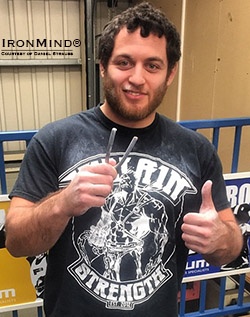 Daniel Strauss, a national and international level Brazilian jiu-jitsu competitor and teacher, has just been certified on the IronMind Red Nail, proving his merit as a steel bender. Strauss is 24 years old, stand 5’ 9” tall and weighs 90 kg. IronMind® | Courtesy of Daniel Strauss