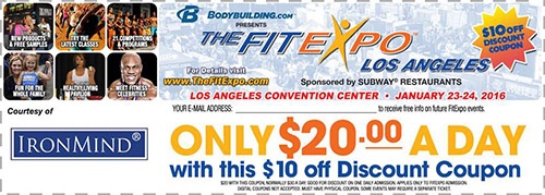 Here’s your ticket to a $10 saving at the LA FitExpo this coming weekend. IronMind® | Image courtesy of The FitExpo