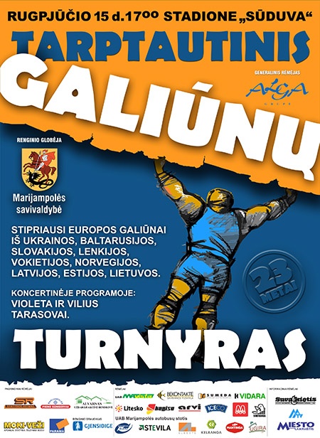 At 5:00 pm on August 15, the sport center “Suduva” in Marijampolė will host the longstanding international strongman tournament in Lithuania. IronMind® | Poster courtesy of Vytautas Kirkliauskas