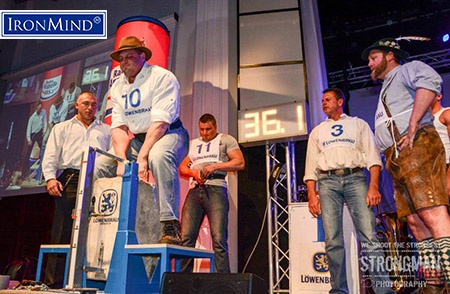 Martin Wildauer, the 2014 MHP Strongman Champions League World Champion, opened his 2015 season with a stonelifting victory at the Löwenbraukeller Starkbierfest.
In his first competition after his injury in November, Martin Wildauer won the traditional stonelifting competition in Munich, Germany. IronMind® | Photo courtesy of Aryn Lockhart/Strongman Rage