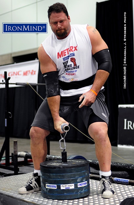 Shown working on 282-lb. on IronMind’s Rolling Thunder, Mike Burke is one bad boy when it comes to grip strength. Read about Mike and his grip training advice in the June issue of Muscle & Fitness. IronMind® | ©Randall J. Strossen photo