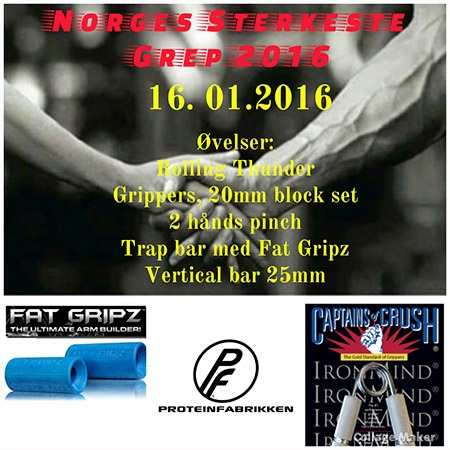 The 2016 Norwegian Grip Championships is scheduled for January 16. It is expected to be the best ever, and will feature such grip strength benchmarks as the Rolling Thunder and Captains of Crush grippers. IronMind® | Artwork courtesy of Eirik Bruun Ingebretsen
