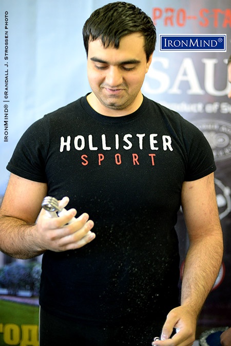 He proved his mastery of the international standard for superior grip strength: attorney Tigran Danielian squared off with the Captains of Crush No. 3 gripper and won. IronMind® | ©Randall J. Strossen photo
