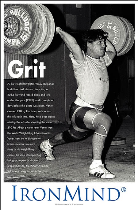 Grit: 77-kg weightlifter Zlaten Vanev cleaned 210-kg five times in training, only to miss the jerk each time. IronMind® | ©Randall J. Strossen photo