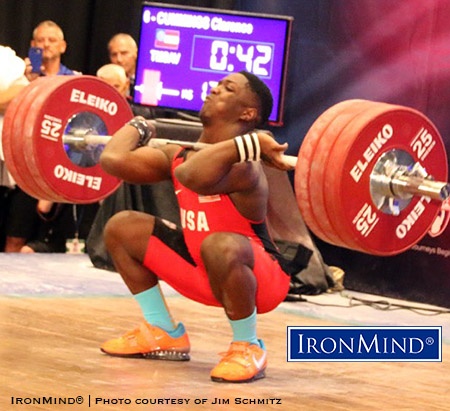 C.J. Cummings cleaned and jerked 175 kg, smashing a handful of American weightlifting records with a lift Jim Schmitz called “fantastic.” IronMind® | Photo courtesy of Jim Schmitz