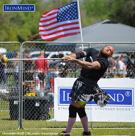 Dan Tennison finished strongly in the lead at the 2016 Wichita Highland Games, which qualified him for the 2016 IHGF All-American Highland Games Championships. IronMind® | Photo courtesy of Larry Ventress