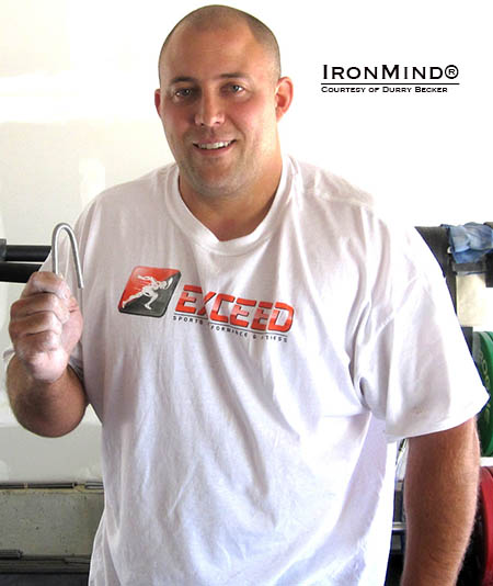 “Lower arm/wrist strength is not important for my job but my hobby is weightlifting and grip training so it is important for that, Durry Becker, just certified on the Red Nail, told IronMind.  IronMind® | Photo courtesy of Durry Becker
