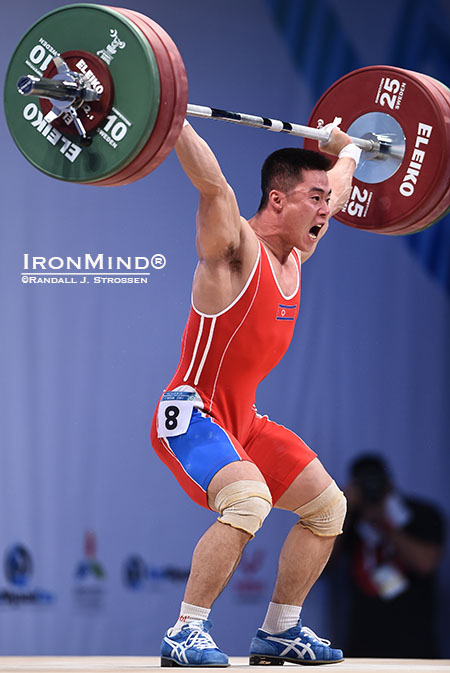 62-kg competitor Kim Un Guk’s first attempt (145 kg) was good enough for the 