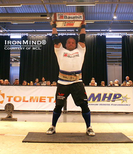 Rauno Heinla on the Block, part of the Overhead Medley at SCL Lithuania/Savickas Classic this weekend, where Heinla got his first Strongman Champions League victory. IronMindr | Photo courtesy of SCL