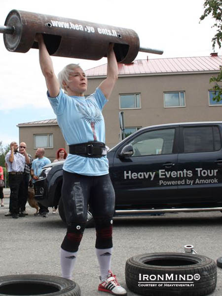 "In the photo, Sanna Savolainen reps out log lift, multiplying the result that the others did.” IronMind® | Photo courtesy of Heavyevents.fi