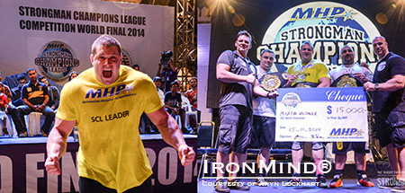 Martin Wildauer just learns that he is the MHP  2014 Strongman Champions League World Champion. IronMind® | Aryn Lockhart photo  