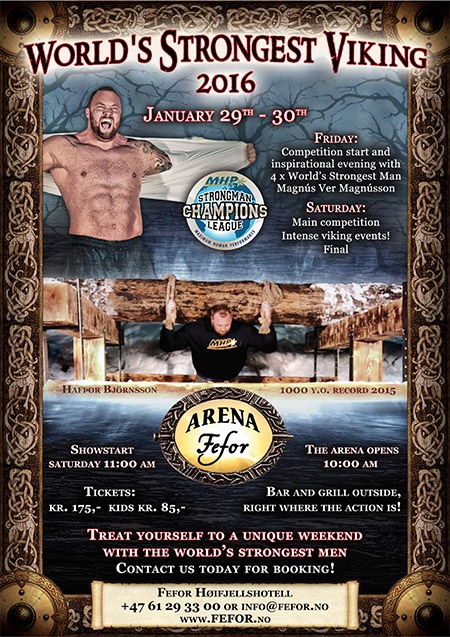 Strongman Champions League kicks off its 2016 season with the World’s Strongest Viking in Fefor, Norway January 29–30. Anyone can lie on a sunny beach, but winter is not for the weak: SCL is bringing The World’s Strongest Viking competition to Norway next month, where ice and snow, along with abundant natural beauty, will greet the strongman competitors. IronMind® | Artwork courtesy of SCL