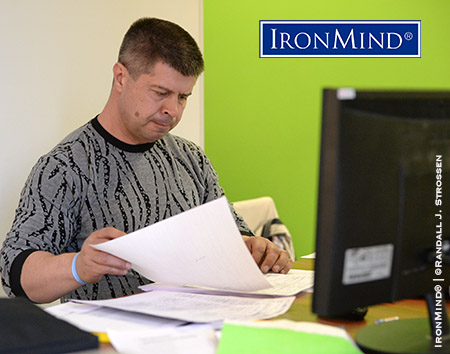 Also a principal was Vyacheslav Gorbunov, who handled the massive task of organizing the attempts and keeping score, class after class after class—Gorbunov pulled a Superman in between, changing from the suit and tie he wore while attending his official duties to his lifting clothes, so he could jump into the competition. IronMind® | ©Randall J. Strossen photo