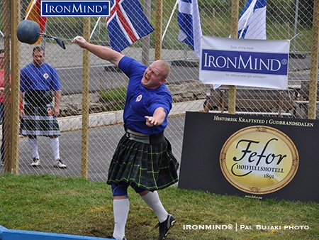 Poland’s Rafal Kobylarz on the 56-lb. weight for distance at the 2016 IHGF Amateur Highland Games World Championships, where he won the title. IronMind® | Photo courtesy of Pal Bujaki