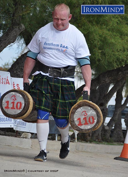 Rafal Kobylarz - IHGF Rafal Kobylarz (Poland) blistered the course on the farmer’s walk, en route to his winning his third consecutive IHGF Strength Games World Challenge. IronMind® | Photo courtesy of IHGF