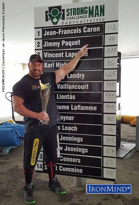 The scoreboard tells the story and Jean-Francois Caron added another solid victory to his collection of Canada’s Strongest Man titles, where he churned out one record after another this past weekend. IronMind® | Photo courtesy of J-F Caron
