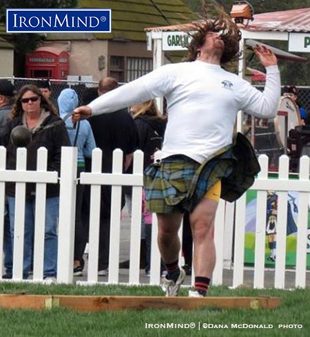 Colin Dunbar, shown on the light weight for distance, dominated the Amateur A field at the Queen Mary Highland Games and looks to have a bright future as a Highland Games pro. IronMind® | ©Dana McDonald photo