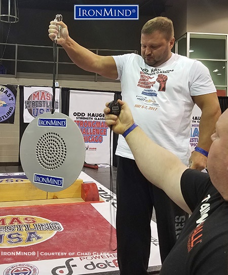 IronMind News by Randall J. Strossen: Alexey Tyukalov crushed the inaugural world record on the CoC No. 4 Silver Bullet as he posted a time of 17. 8 seconds in Odd Haugen’s grip contest at the Chicago FitExpo. IronMind® | Chad Clark photo