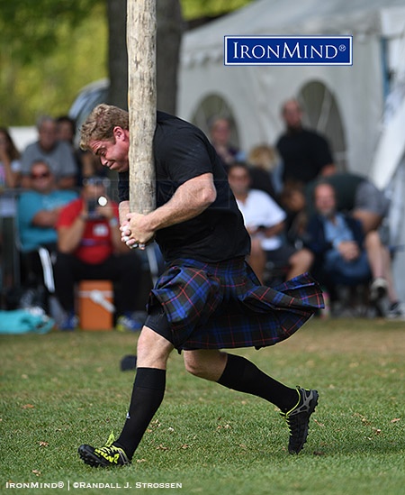 Dan McKim (USA) won heavy hammer, 56-lb. weight for height, the caber, and the overall title at the David Webster Heavy Events World Championships in Hank, Holland. IronMind® | ©Randall J. Strossen photo