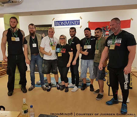 Here’s the group photo from the 2018 Austrian Strict Curl and Armlifting Championships. IronMind® | Courtesy of Juergen Garschall