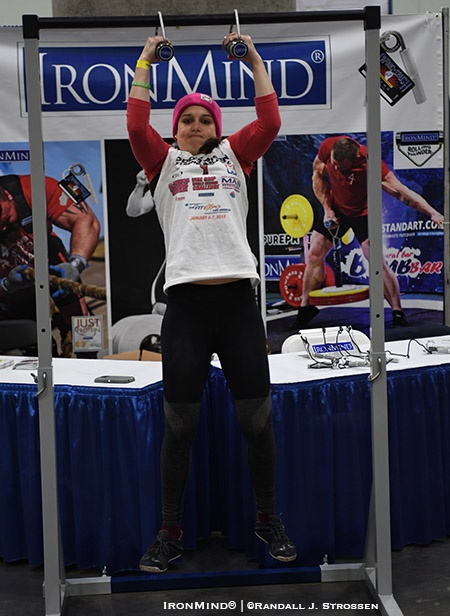After banging our 9 Rolling Thunder pull-ups, Julia Williams was ready to do the whole thing again. IronMind® | ©Randall J. Strossen photo