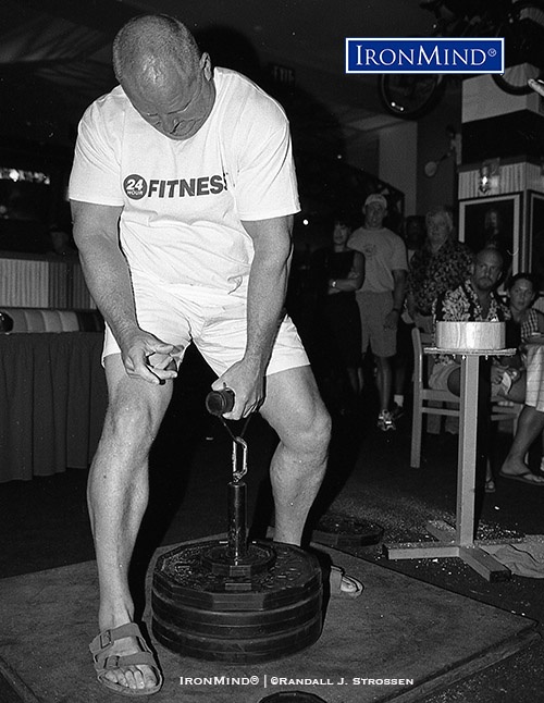Odd E. Haugen shown competing at the 2000 Rolling Thunder World Championships in Honolulu, Hawaii. This coming weekend, the 2018 Hawaii’s Strongest Grip contest will tie into these roots, and will feature a seminar by Haugen, himself. IronMind® | ©Randall J. Strossen photo