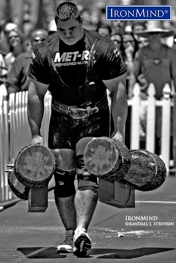 “Dominic Filiou has a mastadonic bone structure and even though he seemed trimmed down to nearly svelte proportions [at the 2005 Muscle Beach Grand Prix/WSM Super Series], his immense size packed enough power to earn him an invitation to WSM [World’s Strongest Man] 2005.” IronMind® | ©Randall J. Strossen. Reprinted with permission from MILO, September 2005 (Vol. 13, No. 2).