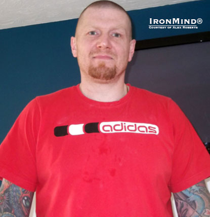 Alex Roberts has been certified on the IronMind Red Nail, making it official that he’s a short steel bender to be reckoned with.  IronMind® | Photo courtesy of Alex Roberts.