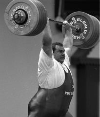 Russia's Andrei Chemerkin put away this magnificent 262.5-kg world record clean and jerk at the 1997 World Weightlifting Championships (Chiang Mai, Thailand). IronMind® | Randall J. Strossen, Ph.D. photo.