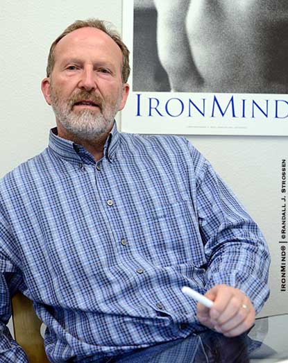 Dr. Christian Baumgartner, a staunch advocate of strict anti-doping measures in weightlifting, visited IronMind to discuss this and related topics with Randall Strossen.  IronMind® | Randall J. Strossen photo.