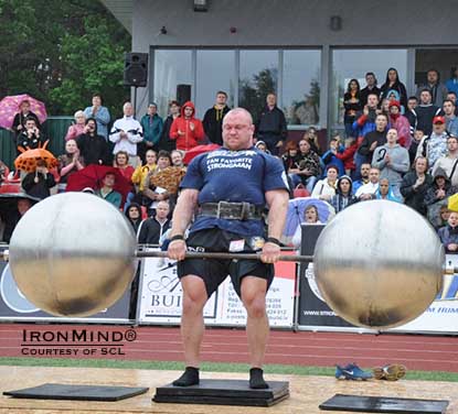 Dainis Zageris (Latvia) brushed aside all competitors but one at MHP SCL–Serbia, serving notice that he’s hunting for scalps in the strongman world.  IronMind® | Photo courtesy of SCL.                                                                 ### 