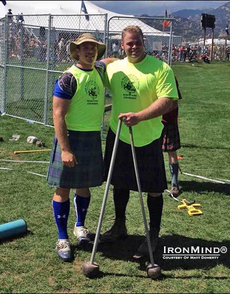 Matt Doherty (l.) and Dan McKim (r.), showing the hammers on which Dan set two new national records.  IronMind® | Photo courtesy of Matt Doherty