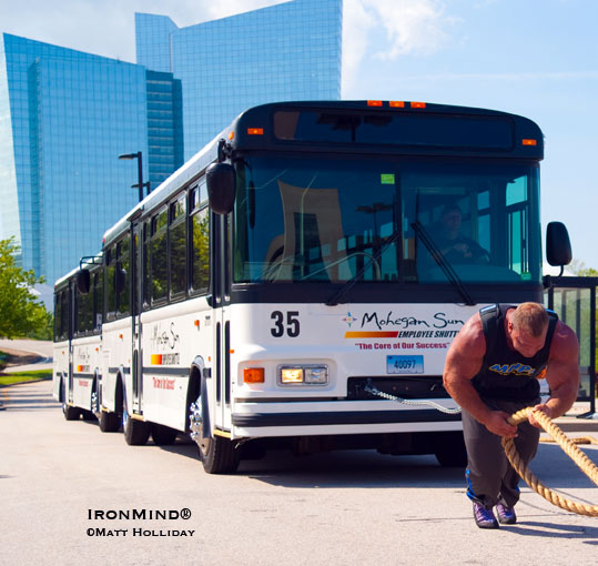 Derek Poundstone, a local cop and one of the world’s top professional strongman competitors, has a perfect record at the Mohegan Sun, but that doesn’t mean he can coast to another victory this year.  IronMind® | Matt Holliday photo.