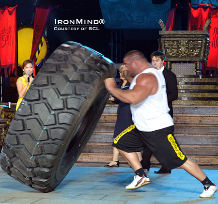 Ervin Katona on his way to a Guinness world record it the Tire Flip.  IronMind® | Courtesy of SCL.