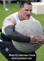 Mick Gosling, 2005 MET-Rx Britain's Strongest Man winner, earned a berth at a World's Strongest Man Super Series event later this year, giving him a chance to qualify for the 2005 World's Strongest Man contest. IronMind® | Malcolm Crease photo.