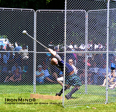 Greg Hadley hammered out another victory, taking the title at the New Brunswick Highland Games.  IronMind® | Photo courtesy of Greg Hadley.