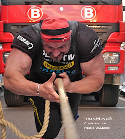 Heinz Ollesch churns out the winning time at this weekend’s German Truck Pulling Championships.  IronMind® | Photo courtesy of Heinz Ollesch.