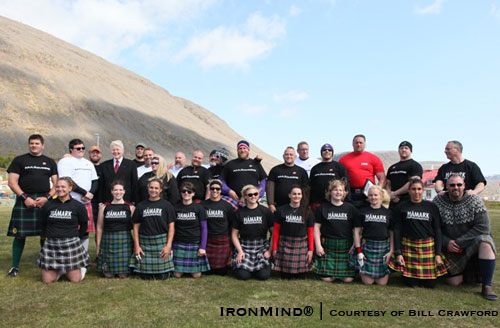 Group shot from the 1st Annual Iceland Highland Games.  Incidentally, for anyone who was worried about libations, Bill put our minds to rest: “We did have Brennivin to spare as they were an official sponsor!”  IronMind® | Courtesy of Bill Crawford.