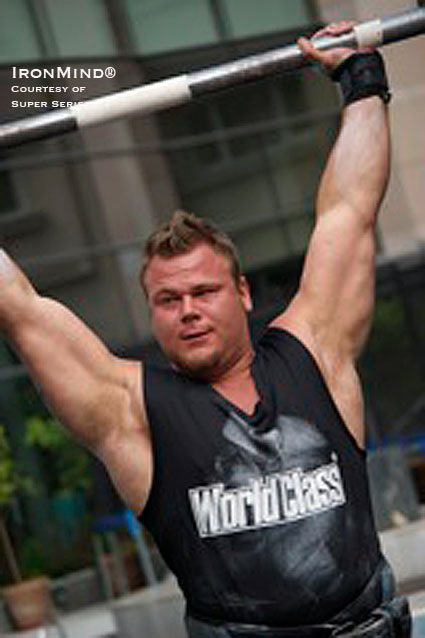 Johannes Årsjö, winner of Sweden’s Strongest Man last weekend, will be competing in World’s Strongest Man later this month and at the Super Series contest at Muscle Beach in November.  IronMind ® | Photo courtesy of Worldstrongman Super Series.