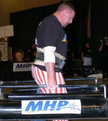 Karl Gillingham turned in another great performance at the GNC Show of Strength last weekend, and he is expected be among the top competitors invited to the strongman event at the 2005 Fit Expo. IronMind® | Randall J. Strossen, Ph.D. photo.