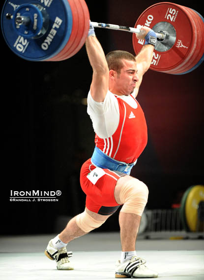 This how close Iran’s Kianoush Rostami came to making a 219-kg clean and jerk on his second attempt.  IronMind® | Randall J. Strossen photo.