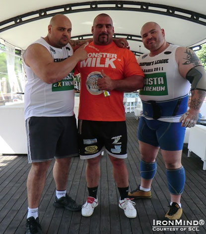 Laurence Shahlaei and Ervin Katona are among the top strongman competitors who just finished the World’s Strongest Man contest and are turning their attention  and their muscles to SCL–Canada next.  IronMind® | Courtesy of SCL.
