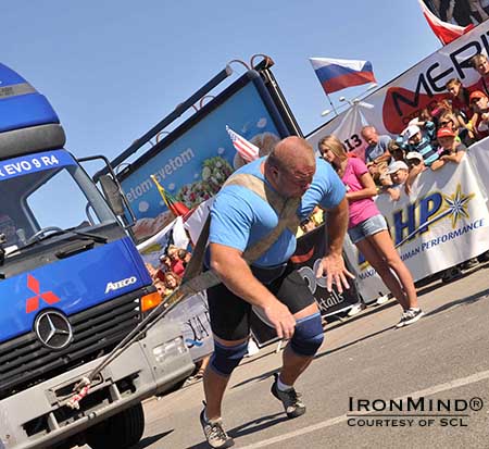Lauri Nami won the MHP Strongman Champions League competition in  Kosice, Slovakia this weekend—the first time the Estonian strongman has won an SCL stage.  IronMind® | Courtesy of SCL  