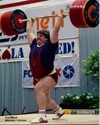 Leonid Taranenko sticks 255 kg at the 1990 World Weightlifting Championships. IronMind® | Randall J. Strossen, Ph.D. photo. Leonid Taranenko sticks 255 kg at the 1990 World Weightlifting Championships. IronMind® | Randall J. Strossen, Ph.D. photo.