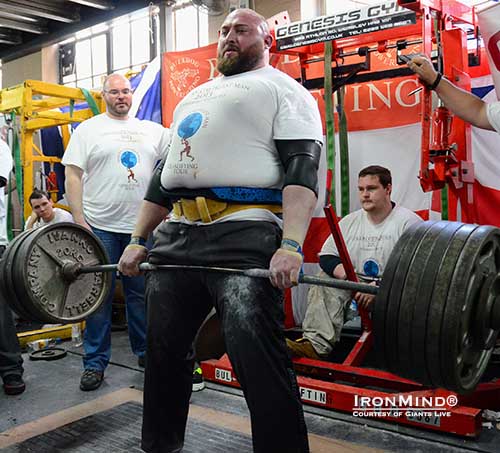 Lloyd Renals does an easy 10 reps with 270 kg on his way to winning the Giants Live Strongest Man in London contest.  Giants Live organizes the official qualifying tour for the World’s Strongest Man contest.  IronMind® | Courtesy of Giants Live.