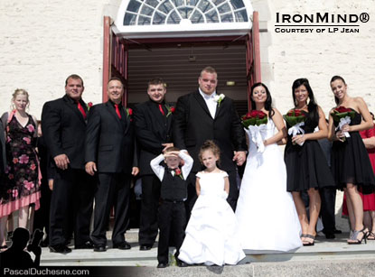 Canadian strongman Louis-Philippe Jean got married on Sunday–the big man is headed to the World’s Strongest Man contest in a few weeks.  IronMind® | Courtesy of Louis-Phiippe Jean.