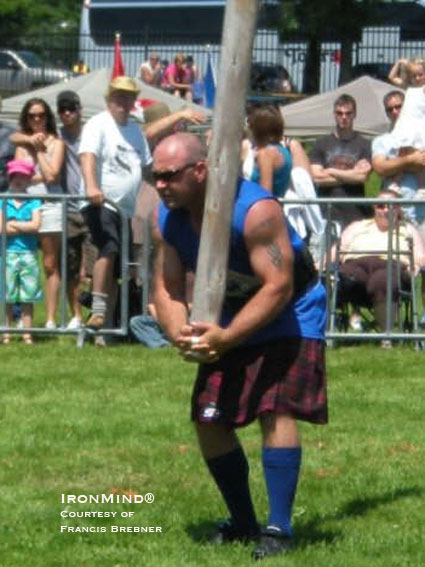 Lyle Barron on the caber at the 45th Halifax Highland Games.  IronMind® | Photo courtesy of Francis Brebner.