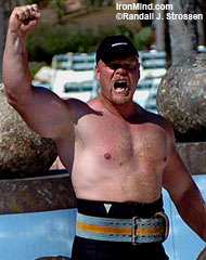 The King in his Court at the 2004 World's Strongest Man contest: Magnus Samuelsson, one of the world's top stone lifters, will be at the Mohegan Sun Grand Prix on June 1. IronMind® | Randall J. Strossen, Ph.D. photo.