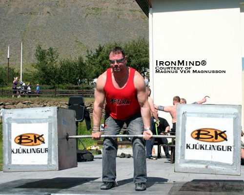 From World’s Strongest Man to masters’ bodybuilding? Four-time World’s Strongest Man winner Magnus Ver Magnusson hits a pose in the gym last week. IronMind® | Photo courtesy of Magnus Ver Magnusson. From World’s Strongest Man to masters’ bodybuilding? Four-time World’s Strongest Man winner Magnus Ver Magnusson hits a pose in the gym last week. IronMind® | Photo courtesy of Magnus Ver Magnusson.